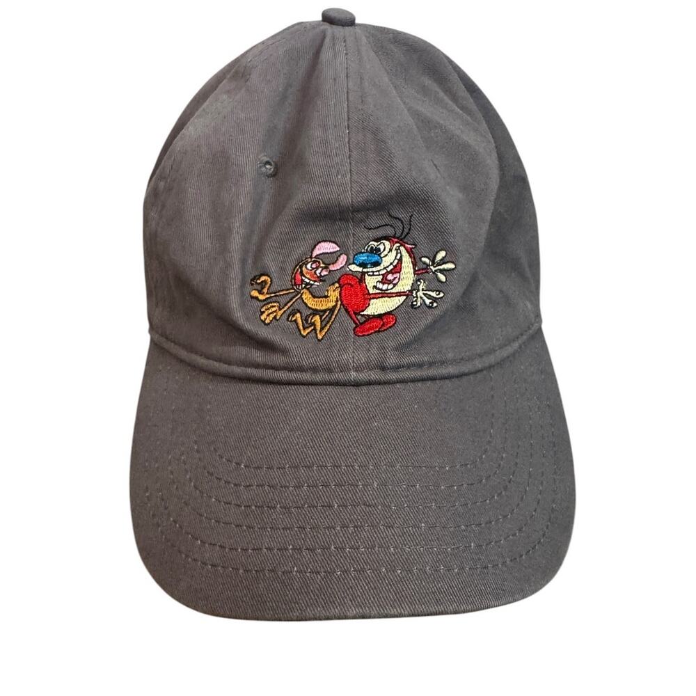 Nickelodeon Gray Ren & Stimpy Embroidered Dad Hat Adjustable Retro